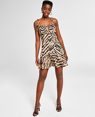 Bar III Women's Printed Tie-Shoulder-Strap Mini Dress, Created for Macy's - Macy's | Macys (US)