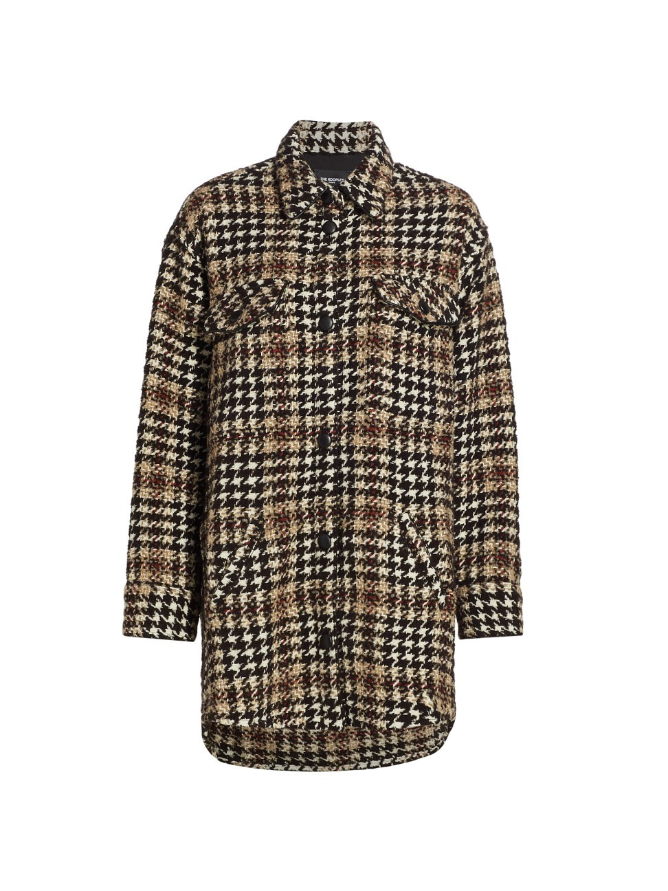 The Kooples Women's Mixed Houndstooth Button-Up Overshirt - Black Ecru - Size 2 (Medium) | Saks Fifth Avenue