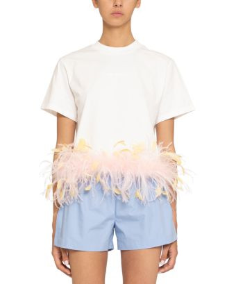 DES_PHEMMES Feather Trim Tee | Bloomingdale's Women | Bloomingdale's (US)