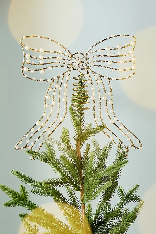 Pearl Metal Bow Tree Topper | Anthropologie (US)