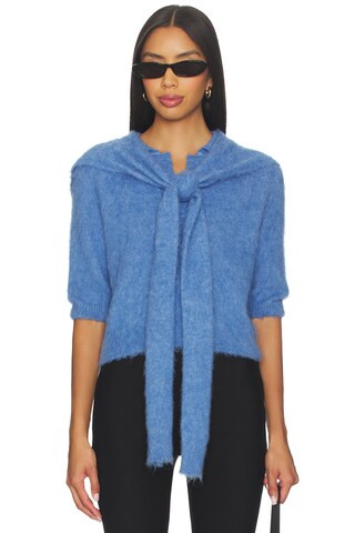Monse Cropped Polo Knit Top With Scarf in Blue from Revolve.com | Revolve Clothing (Global)