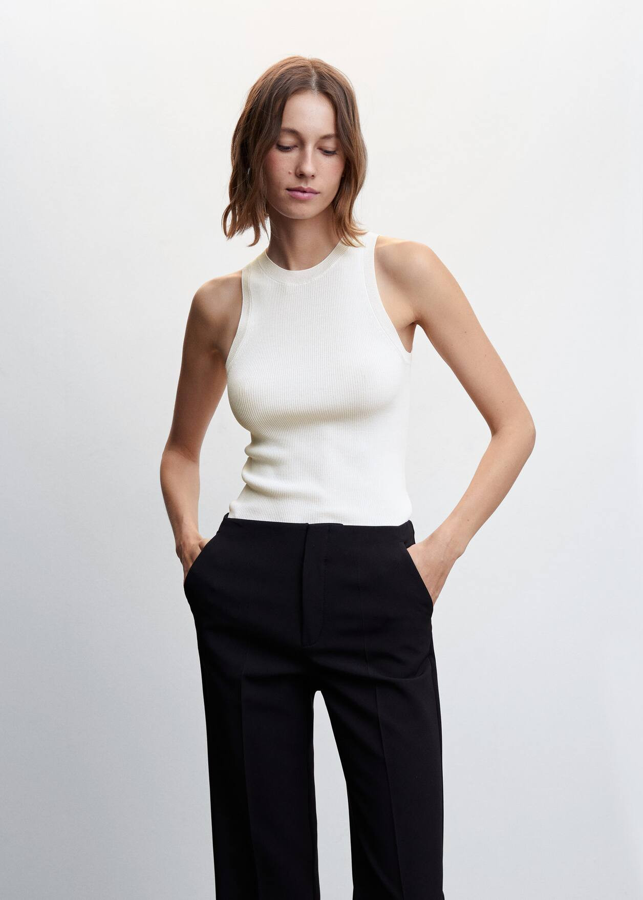 Knitted top with wide straps -  Women | Mango USA | MANGO (US)