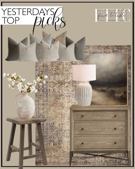 Yesterday’s Top Picks. Follow @farmtotablecreations on Instagram for more inspiration.

Artisan Handcrafted Terracotta Vase. Pottery Barn Vase Sale. Loloi Amber Lewis x Morgan Sunset/Ink. Moody Dark Tone Abstract Canvas Printed Sign. Regan Metal Nightstand. Sectional Pillow Combo Just For You. Hackner Home Pillows. Anders Tall Terra Cotta Table Lamp. Artissance Live Edge Reclaimed Solid Walnut Wood Stool. 





#LTKsalealert #LTKfindsunder50 #LTKhome