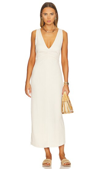 Free People Lyla Midi Dress in Cream. - size L (also in XS) | Revolve Clothing (Global)