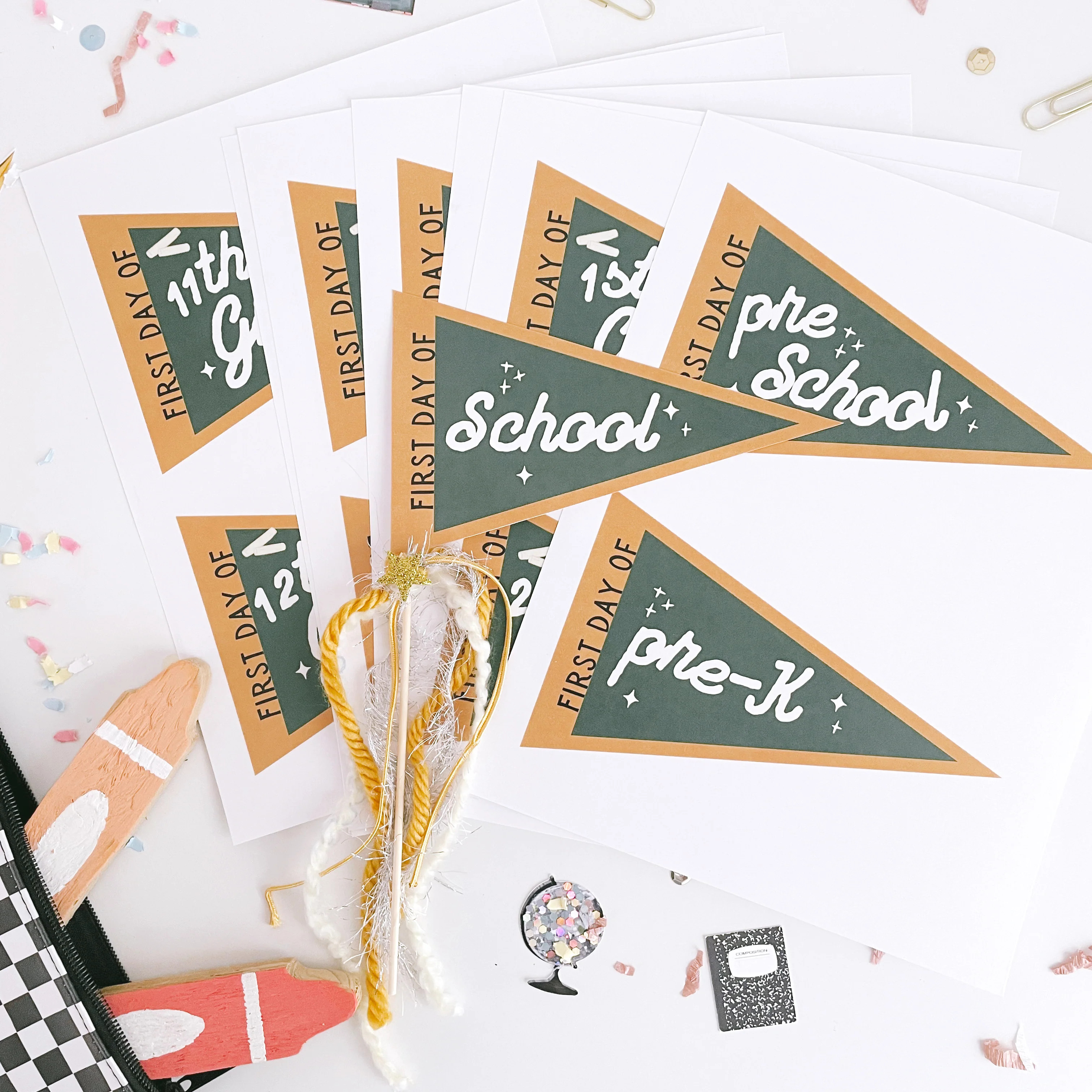 First Day of School Chalkboard School Pennants | Printable Pennants | The Letter Vee