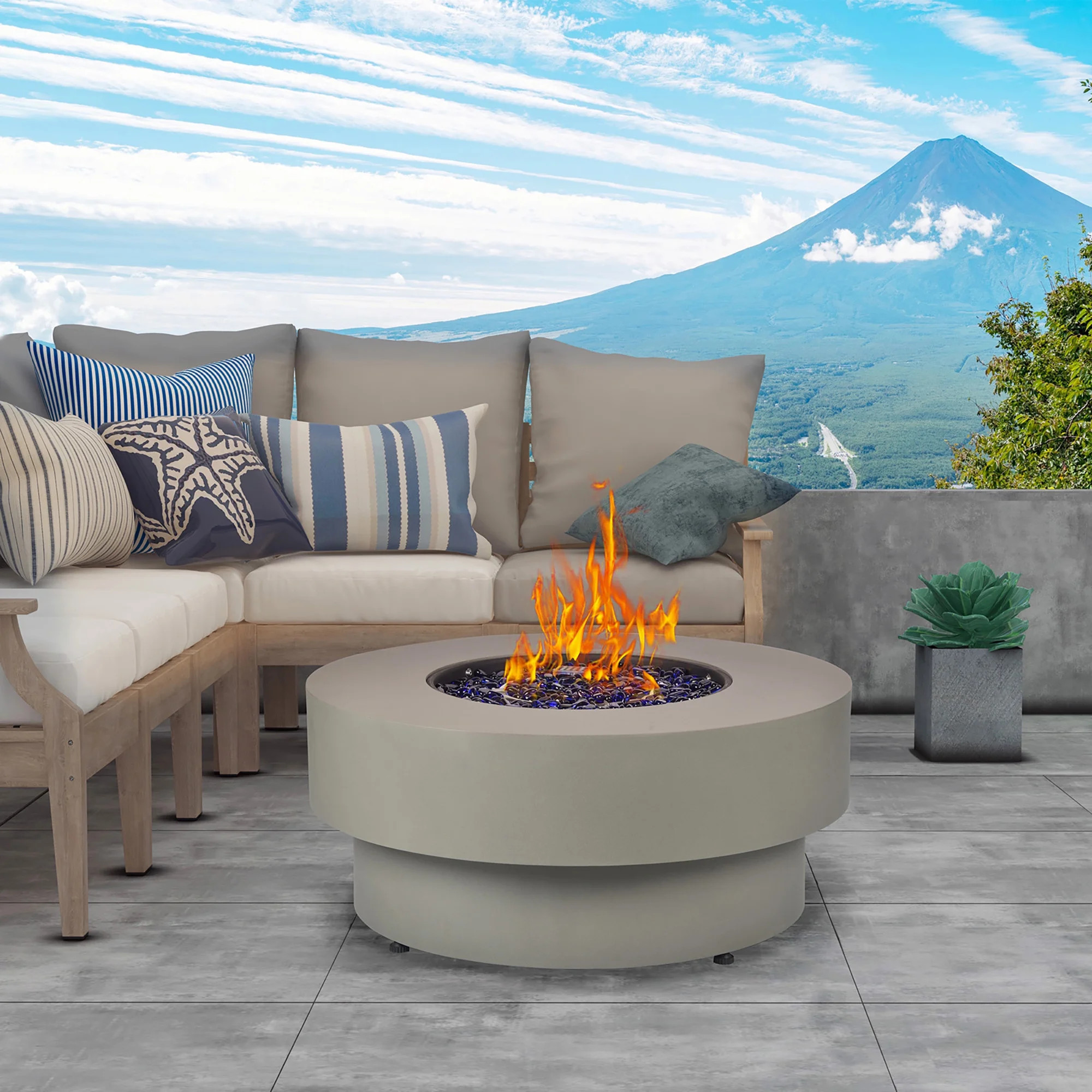 BAIDE HOME 32.5" Round 50,000 BTU Gas Fire Pit Table for Outdoor Patio Garden Backyard Decking wi... | Walmart (US)