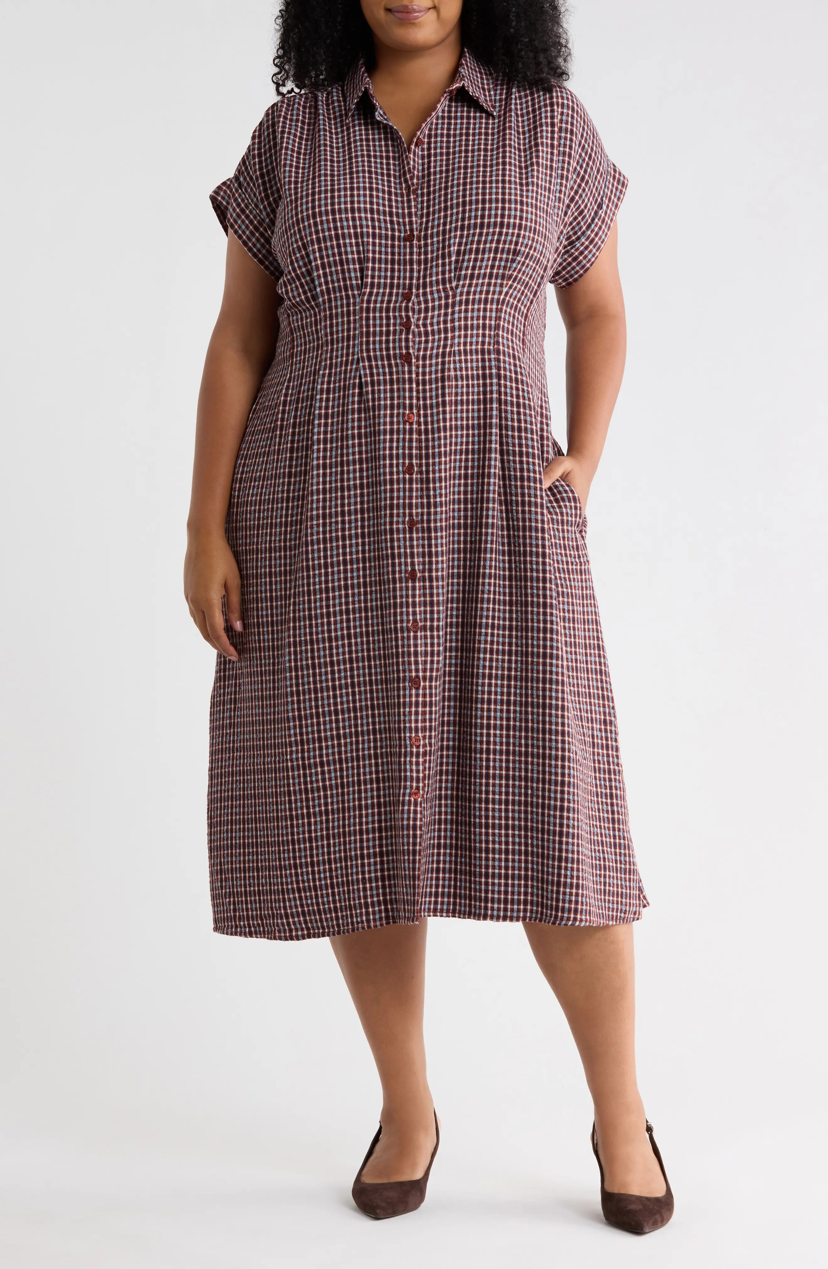 MAX STUDIO Pintuck Maxi Shirtdress (Women) | Nordstromrack | Nordstrom Rack