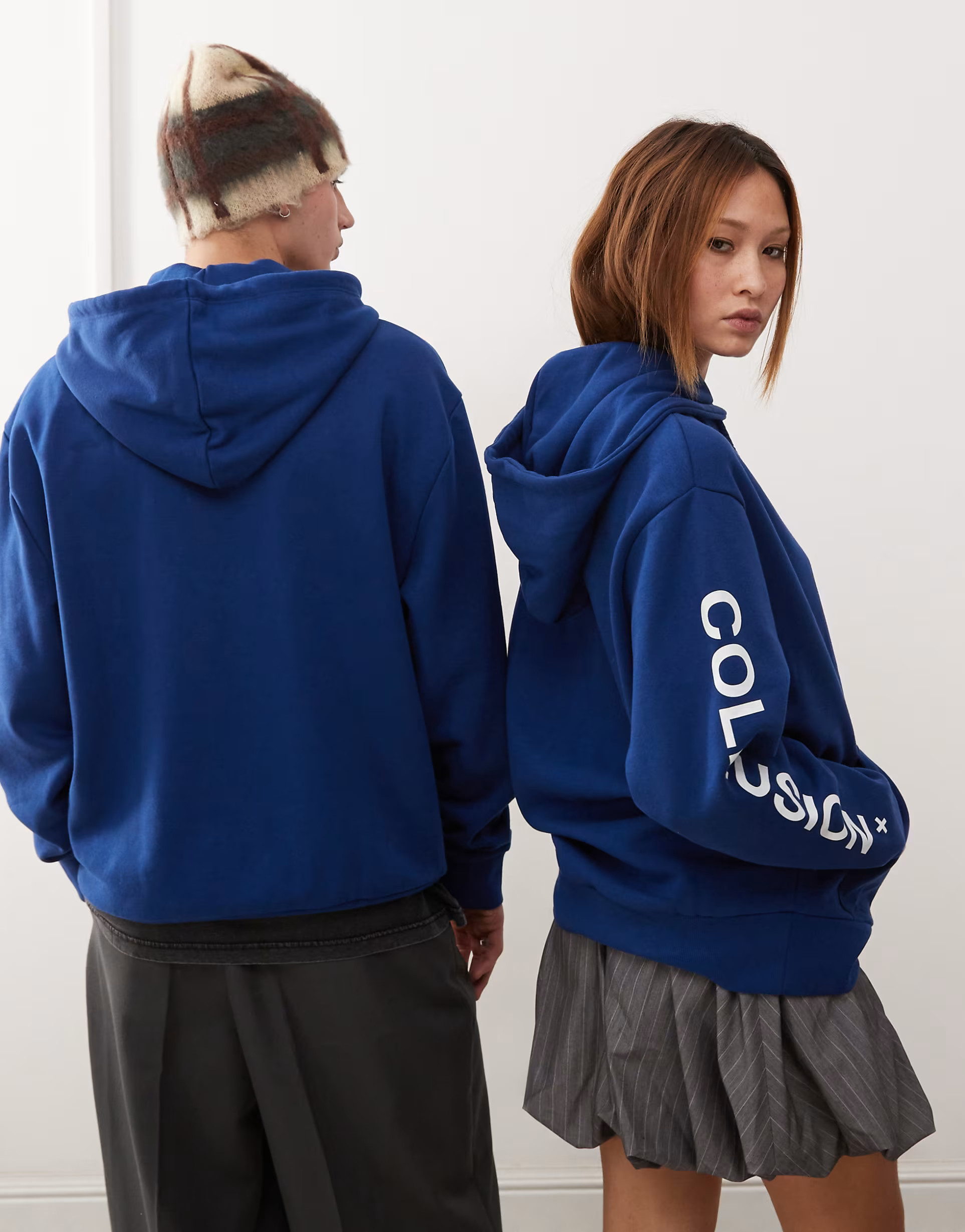 COLLUSION Unisex logo hoodie in navy | ASOS (Global)