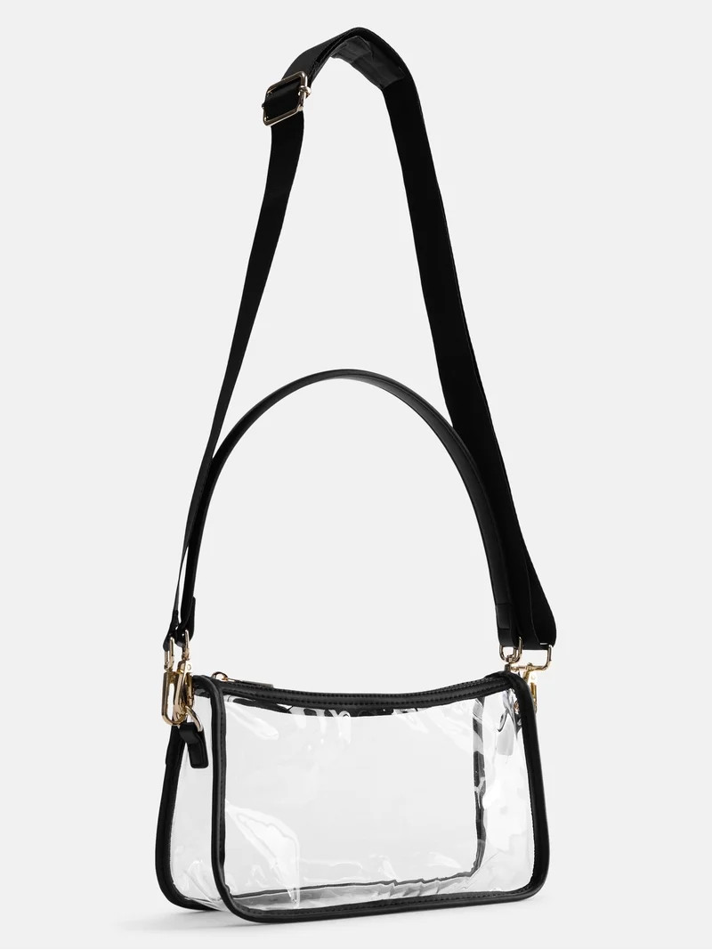 No Boundaries Women's Game Day Clear Mini Shoulder Bag, Black | Walmart (US)