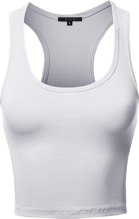 Women's Cotton Casual Scoop Neck Sleeveless Cropped Racerback Tank Tops | Amazon (US)