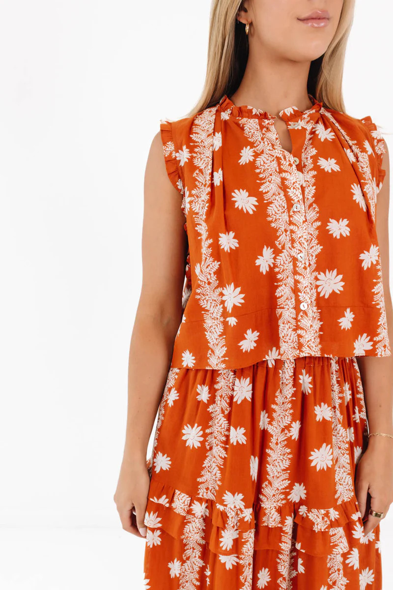 The Aubrey Button Up Top - Burnt Orange | The Impeccable Pig