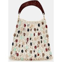 Zara - Beaded Bucket Bag - Light Beige - One Size Only - Woman | Zara US