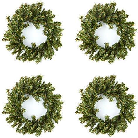 Amazon.com: Factory Direct Craft Set of 4 Artificial Holiday Pine Wreaths (10 Inch) | Christmas C... | Amazon (US)