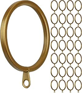Meriville 28 pcs Gold 2-Inch Inner Diameter Metal Flat Curtain Rings with Eyelets | Amazon (US)