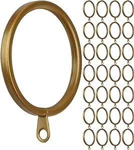 Meriville 28 pcs Gold 2-Inch Inner Diameter Metal Flat Curtain Rings with Eyelets | Amazon (US)