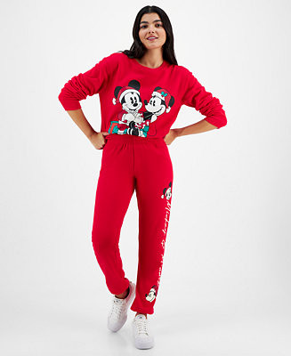 Juniors' Mickey and Minnie Holiday Graphic Jogger Sweatpants | Macy's