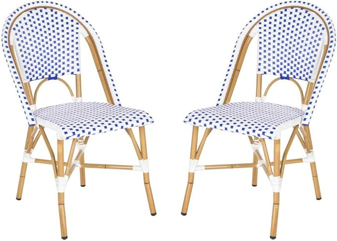 Safavieh Home Collection Hooper Indoor-Outdoor Stacking Side Chairs | Blue & White | Set of 2 | Amazon (US)