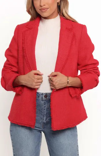 Petal & Pup Simona Tweed Blazer in Red at Nordstrom Rack, Size Medium | Nordstrom Rack