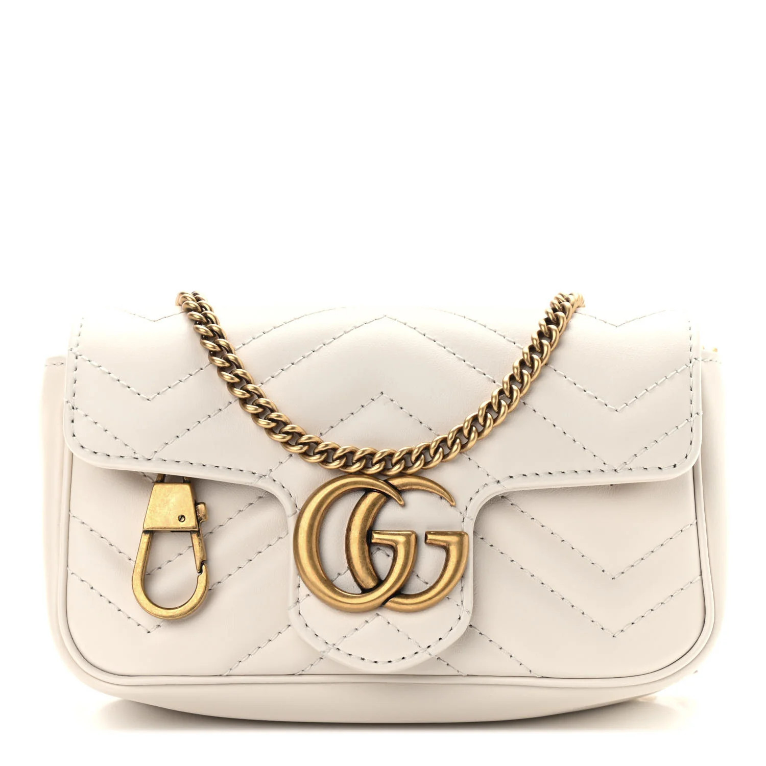 GUCCI Calfskin Matelasse Super Mini GG Marmont Shoulder Bag White | FASHIONPHILE | Fashionphile
