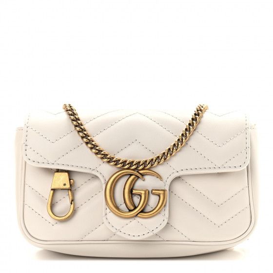 GUCCI Calfskin Matelasse Super Mini GG Marmont Shoulder Bag White | FASHIONPHILE | Fashionphile