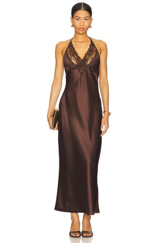 4th & Reckless Blair Halter Dress in Brown from Revolve.com | Revolve Clothing (Global)