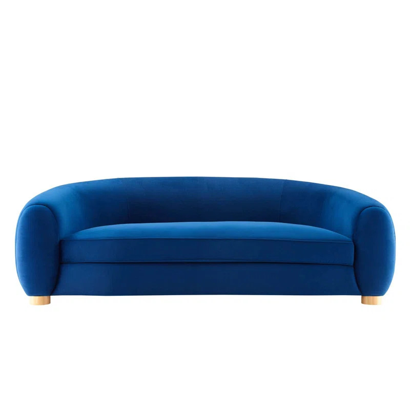 Chauntay 95'' Velvet Round Arm Curved Sofa with Reversible Cushions | Wayfair North America