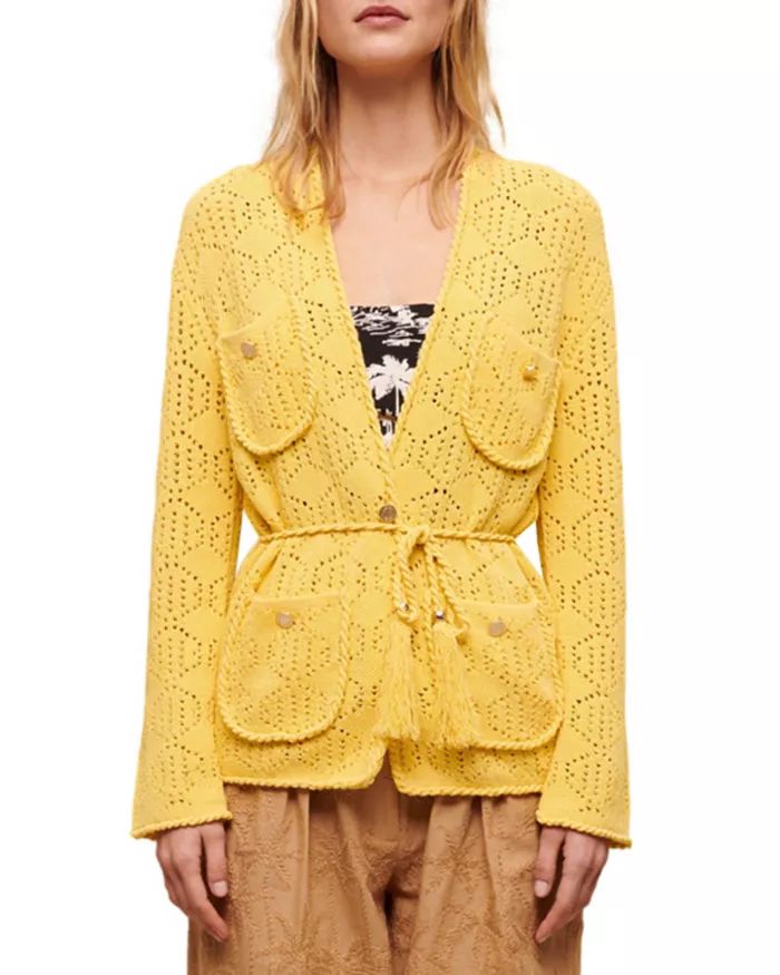 Maje Medina Belted Pointelle Cardigan Back to results -  Women - Bloomingdale's | Bloomingdale's (US)