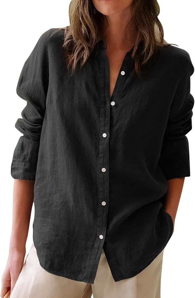 Button Down Shirts for Women Cotton Oxford Shirts Long Sleeve Dress Shirts Collared Blouses Work ... | Amazon (US)