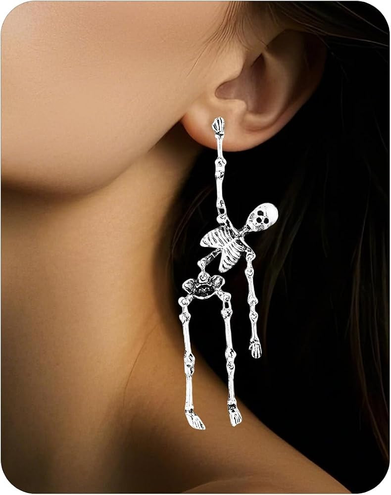 Punk Halloween Earrings for Women,Witch Skull Skeleton Dangle Earrings for Women,Scary Halloween ... | Amazon (US)