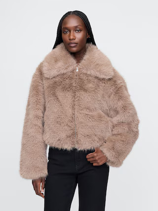 Cropped Faux Fur Jacket | Gap (US)
