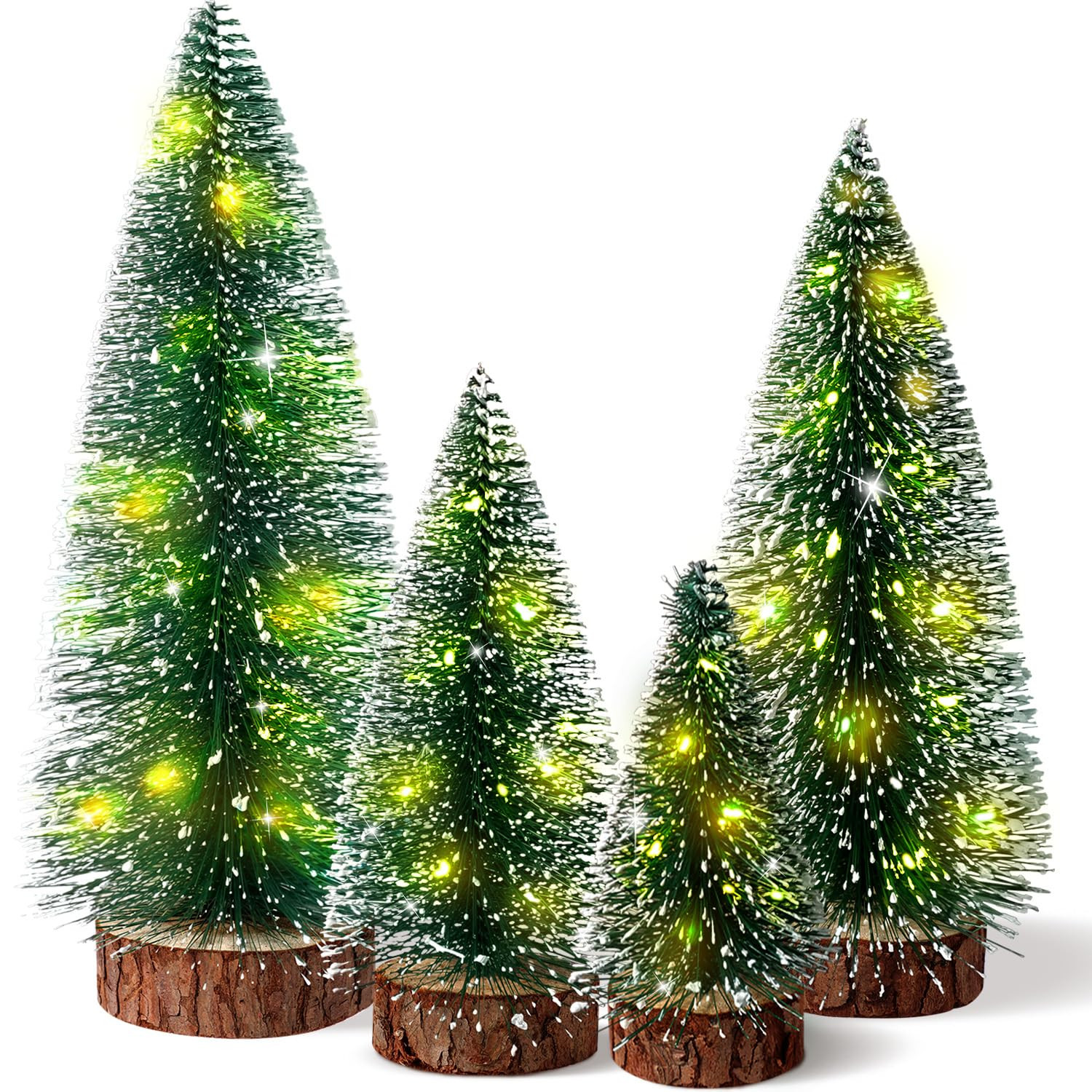 Hatisan 4pcs Mini Christmas Trees with Light, Artificial Christmas Tree Bottle Brush Trees with W... | Amazon (US)