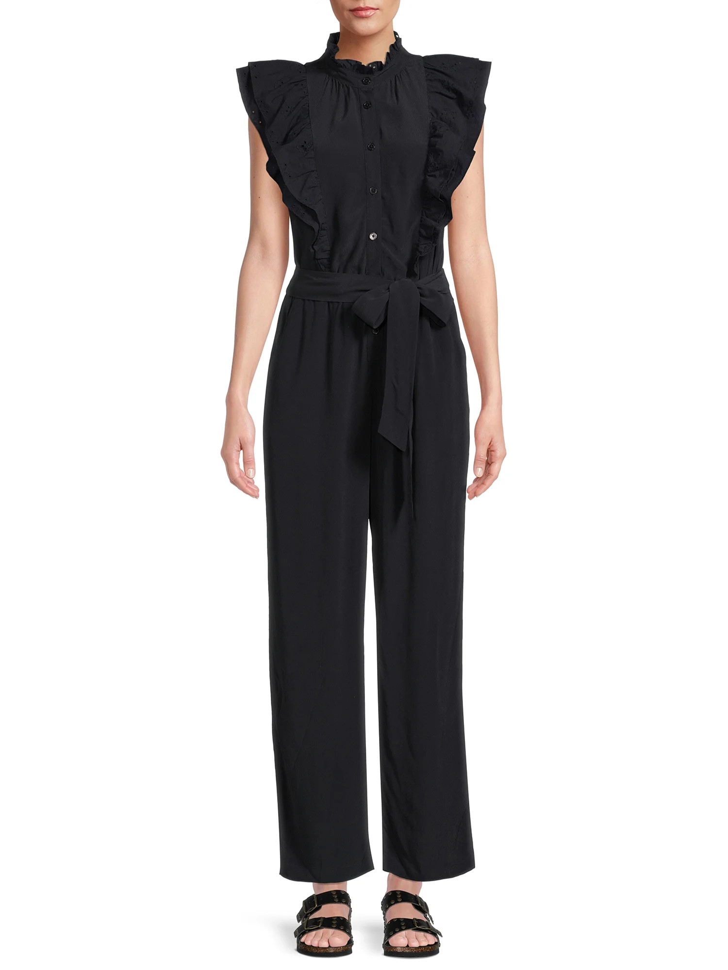 The Get Women's Eyelet Ruffle Jumpsuit - Walmart.com | Walmart (US)