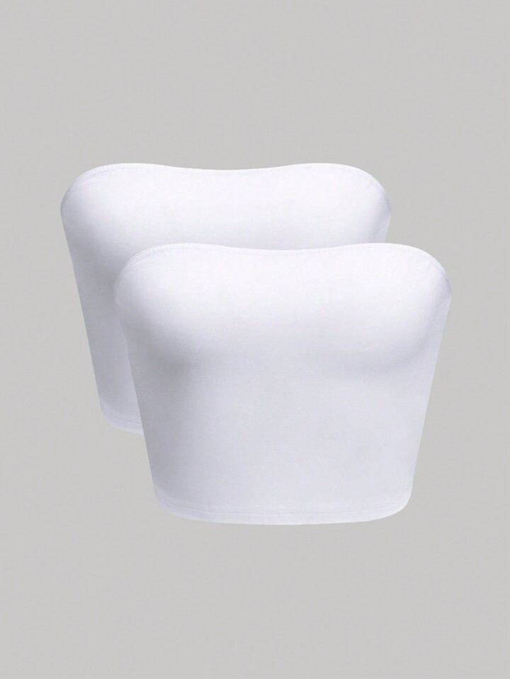 SHEIN EZwear Women's Summer Solid Color Tube Top Crop Top, Casual | SHEIN