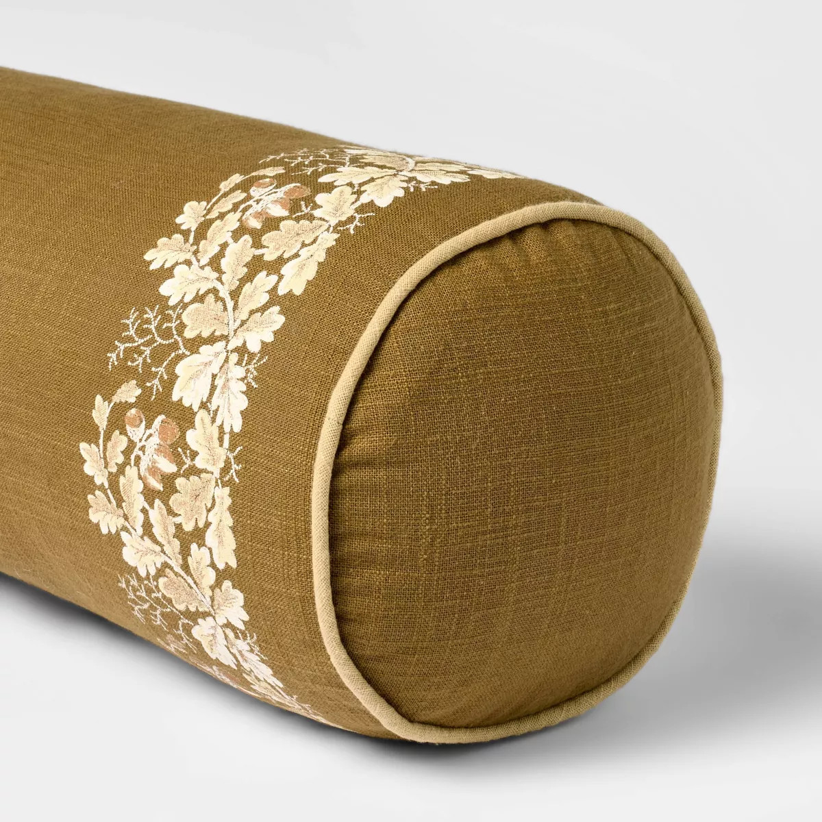 Olive Leaf Embroidered Bolster with Piping - 7 x 18" - Threshold designed with Studio McGee | Target