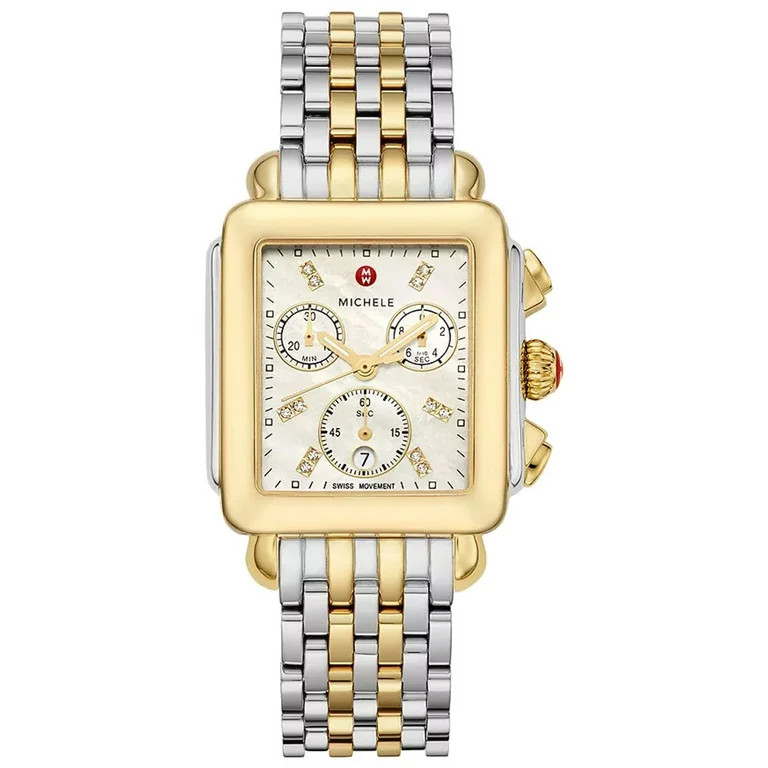 Michele Deco Chronograph Date Two-Tone Stainless Steel & Diamonds Womens Watch MWW06A000779 | Walmart (US)