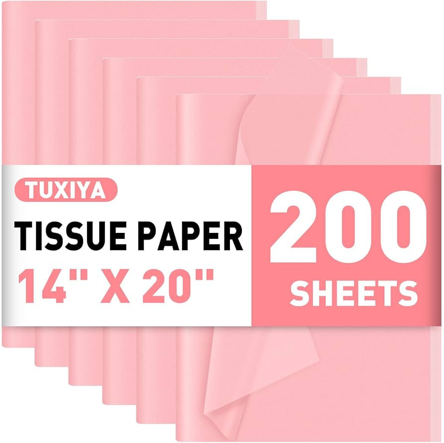TUXIYA 200 Sheets Pink Tissue Paper for Gift Bags,14 X 20Inch Pink Wrapping Tissue Paper Bulk Val... | Amazon (US)