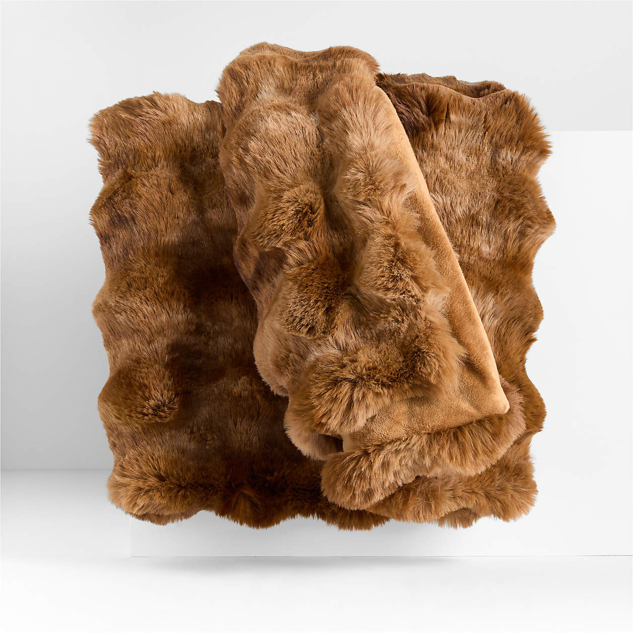 Textured Faux Fur 70"x55" Sierra Tan Throw Blanket + Reviews | Crate & Barrel | Crate & Barrel