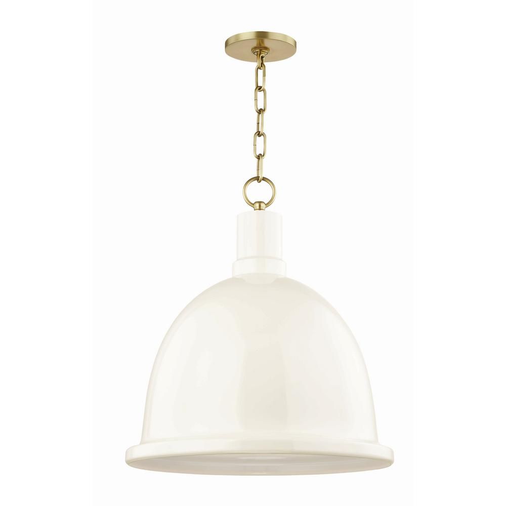 Mitzi by Hudson Valley Lighting Blair 1-Light 16 in. W Aged Brass Pendant with H238701L-AGB/CR - ... | The Home Depot