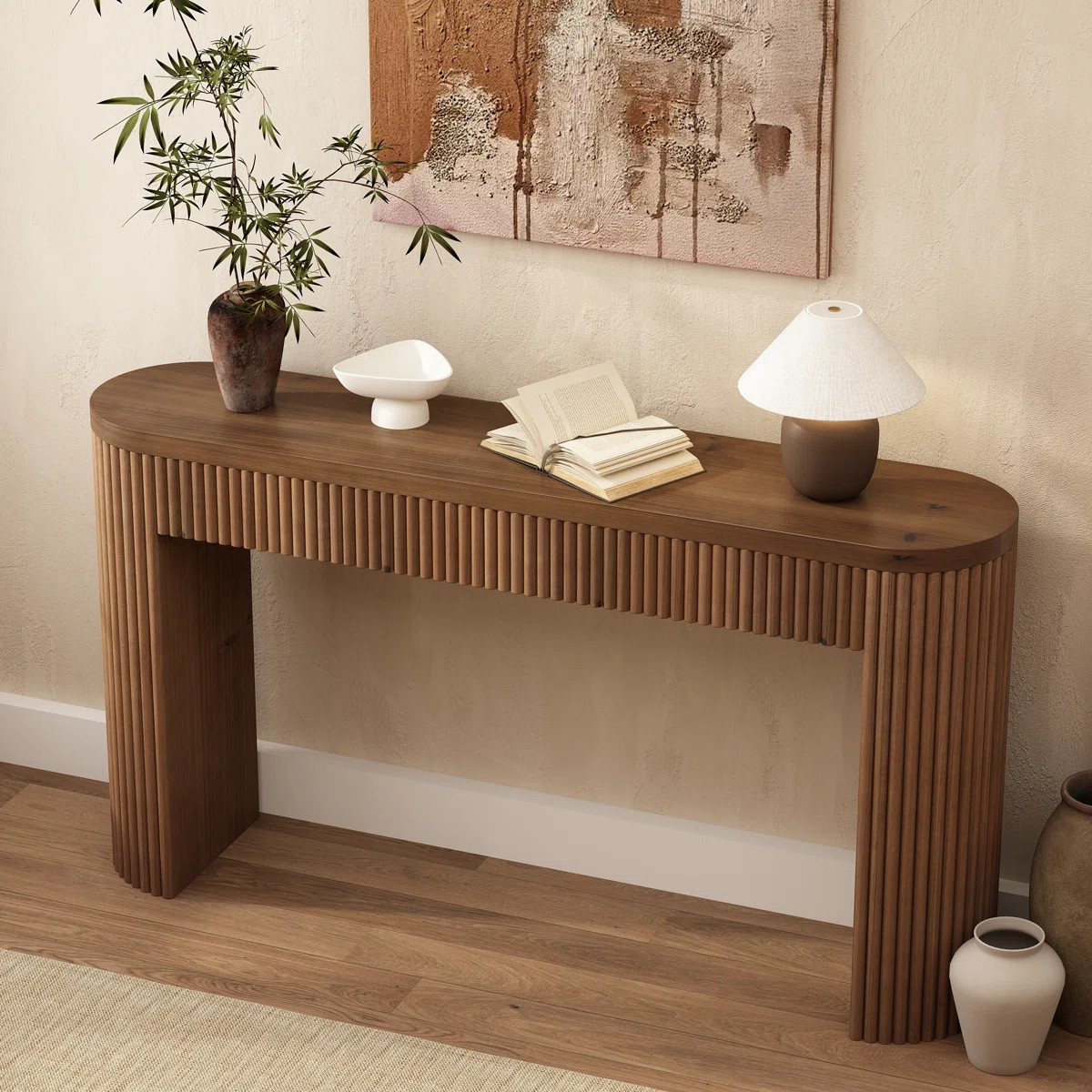 Gennari 55'' Fluted Wood Console Table With 1 Drawer | Wayfair North America
