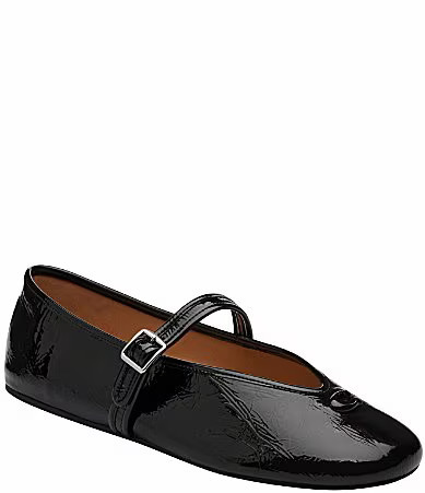COACH Sculpted C Logo Crinkle Patent Mary Jane Ballet Flats - 8.5 | Dillard's