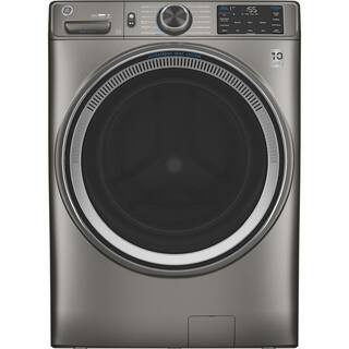 GE 4.8 cu. ft. Smart Satin Nickel Front Load Washer with OdorBlock UltraFresh Vent System with Sa... | The Home Depot