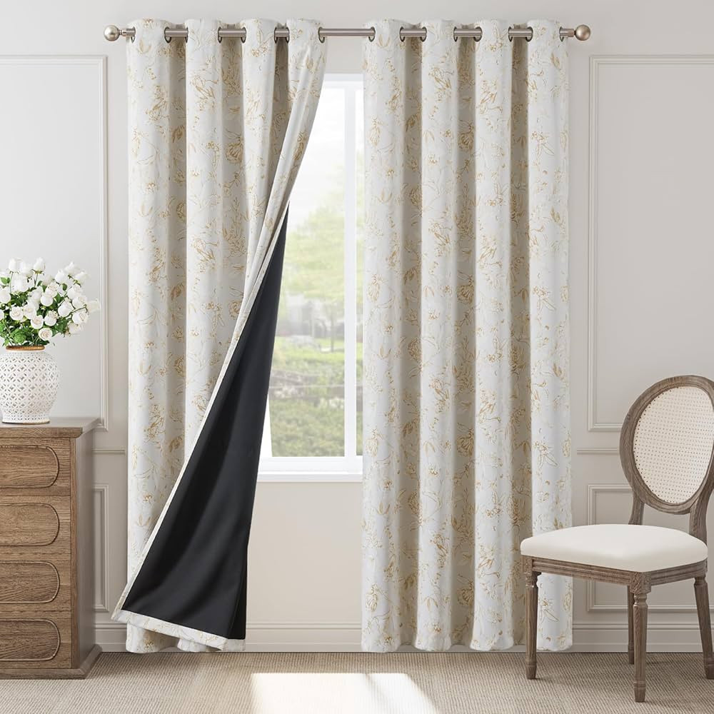 jinchan Yellow Floral Blackout Curtains for Bedroom 84 Inches Long, Yellow Flower Patterned Curta... | Amazon (US)