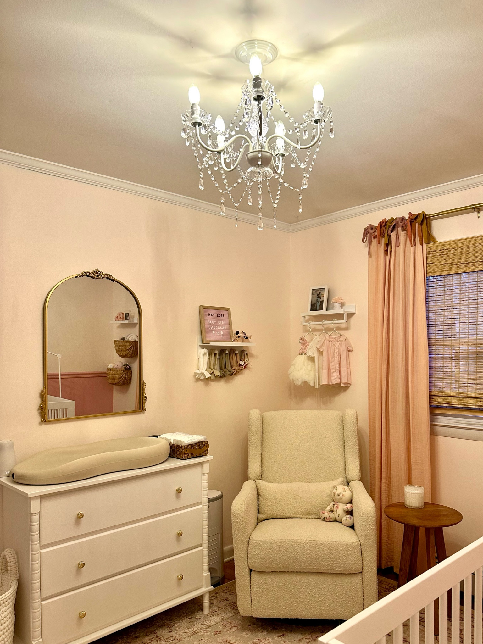 The chandelier was a must for this little princess nursery 👑 ✨ 💖 

#LTKBaby #LTKHome #LTKKids
