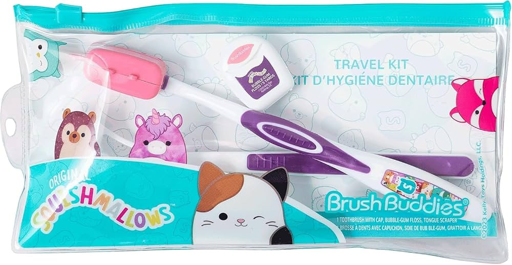 Brush Buddies Squishmallows Toothbrush Travel Kit, Dental Kit with Toothbrush, Tongue Scraper, an... | Amazon (US)