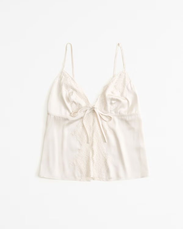 Lace and Satin Tie-Front Cami | Abercrombie & Fitch (UK)