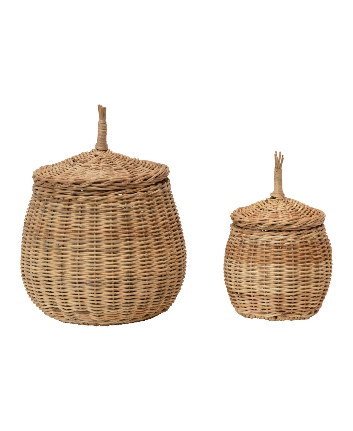 Storied Home Hand-Woven Wicker Basket Storage with Lids Set of 2 - Natural | Macy's