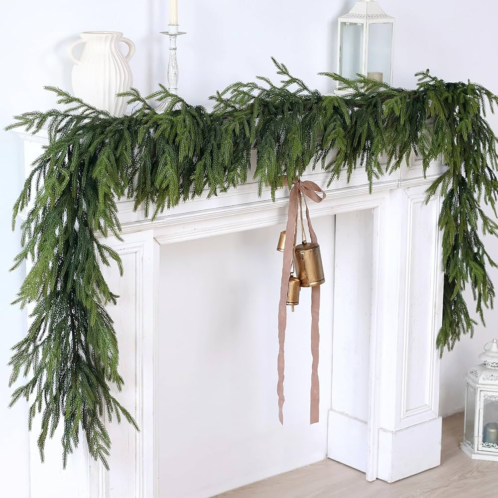 Artificial Christmas Garlands- Real Touch Norfolk Pine Garland Faux Greenery Fake Garland for Hol... | Amazon (US)