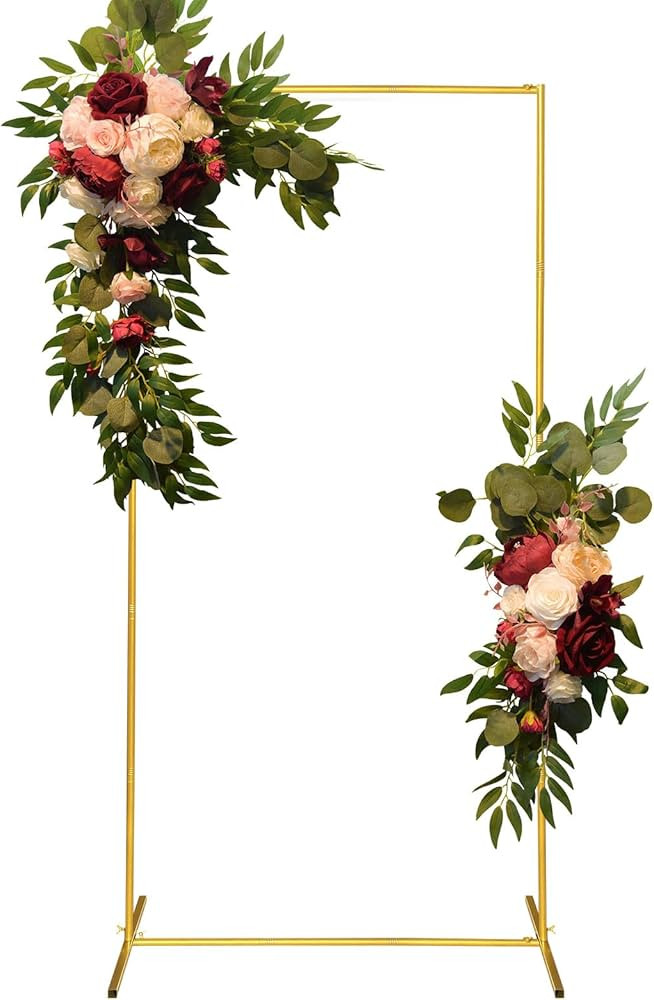 Metal Wedding Arch Backdrop Stand 6.6x3.3 FT Gold Square Balloon Arch Frame for Wedding, Birthday... | Amazon (US)