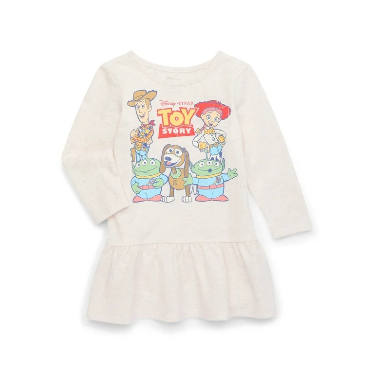 Disney Pixar Toy Story Toddler Girls Drop Waist Graphic Dress with Long Sleeves, Sizes 12M-5T | Walmart (US)
