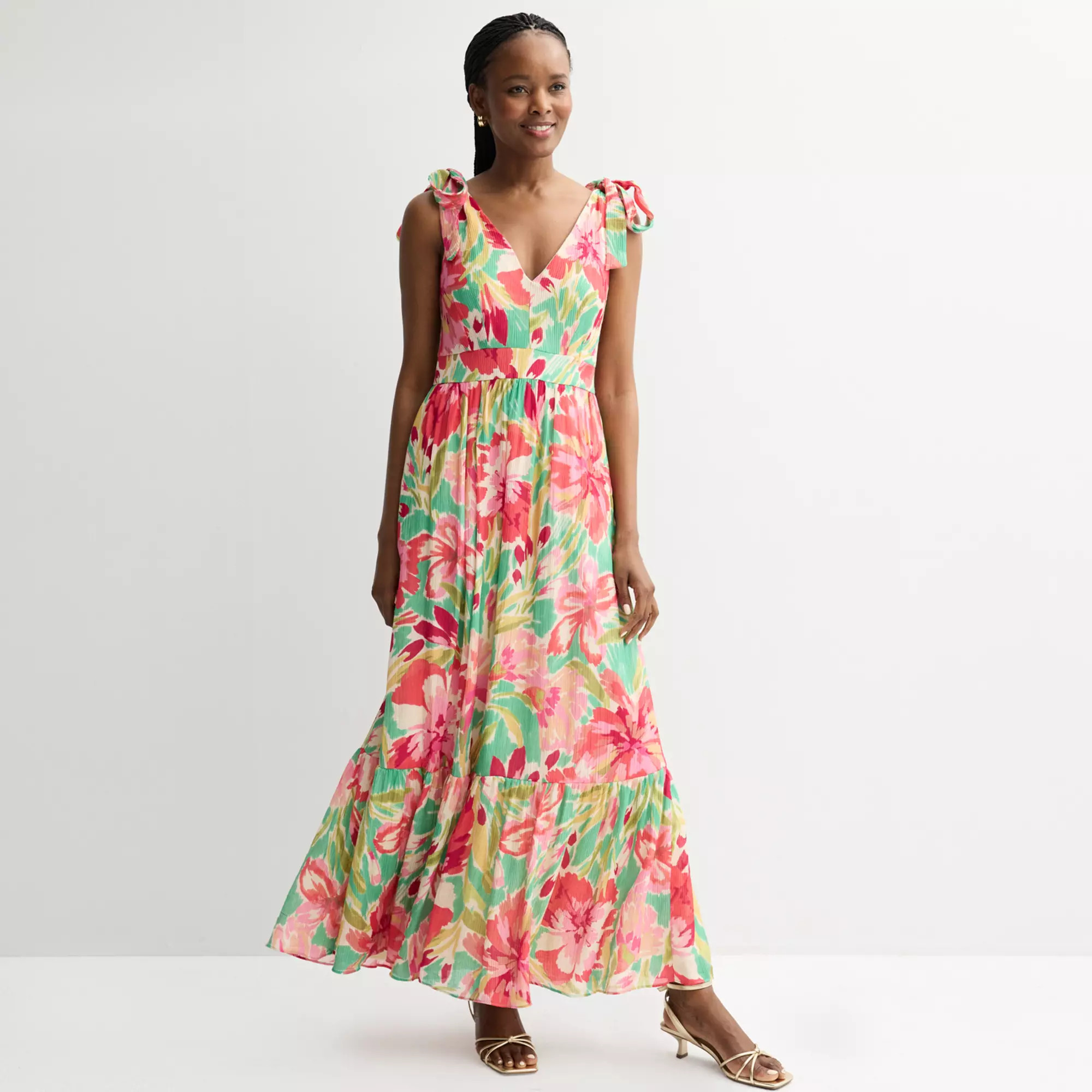 Women's Donna Ricco Sleeveless Printed Crinkle Gauze Maxi Dress | Kohl's
